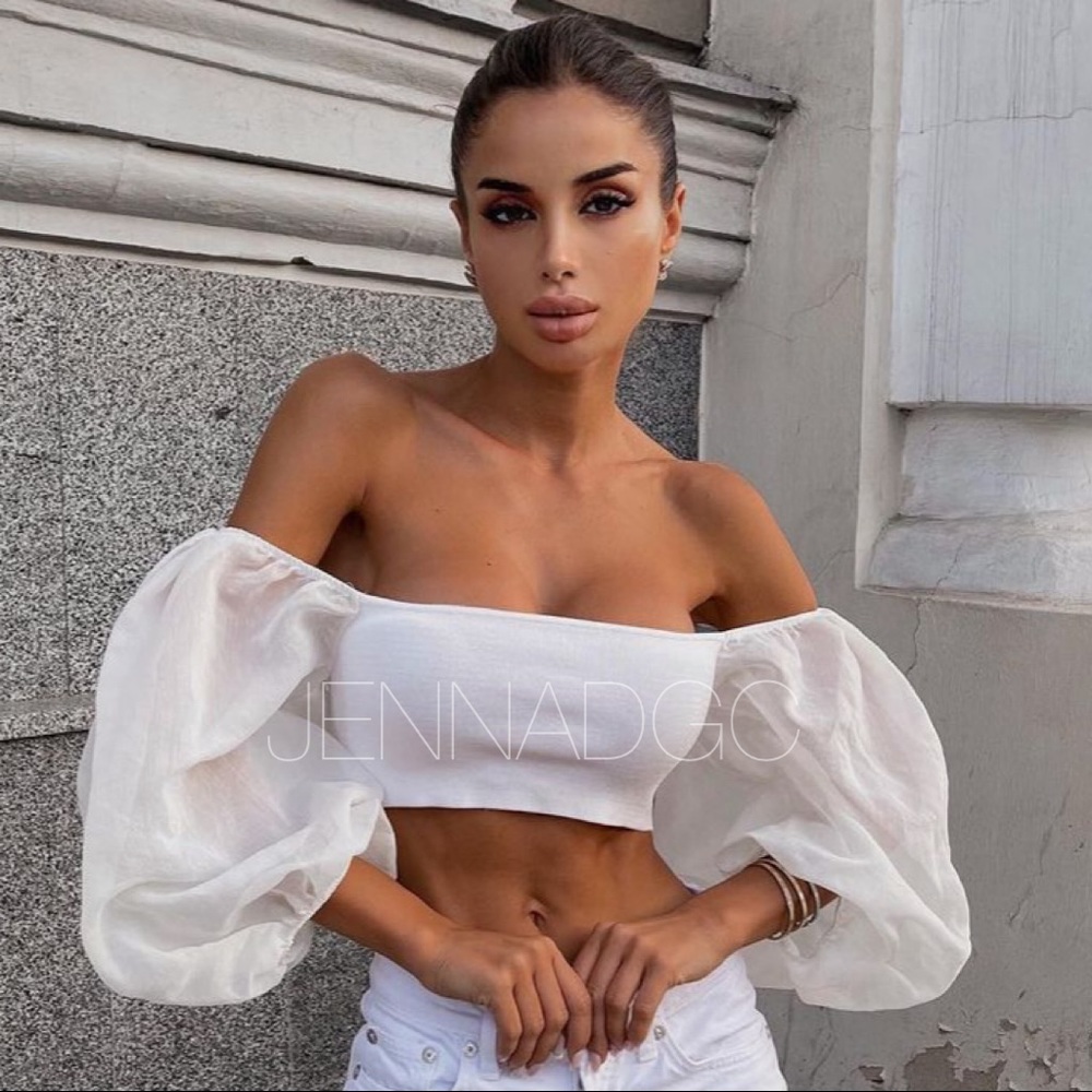 Zara White Off-Shoulder Crop Top